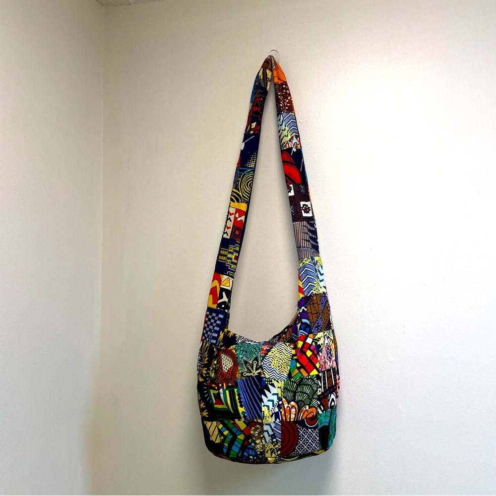 African Patchwork Zippered Market Bag/Tote Bag.